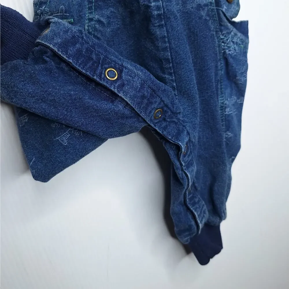 Vintage OshKosh B'Gosh Vestbak Baby Denim Sailboat Bubble Bib Overall 6-9 mo USA